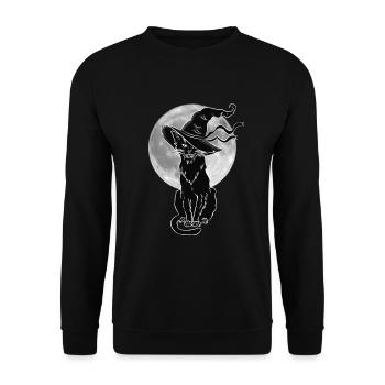 Black cat halloween cat witch horror - Unisex Sweatshirt - black - Front - Alina (178cm) & Michal (187cm)