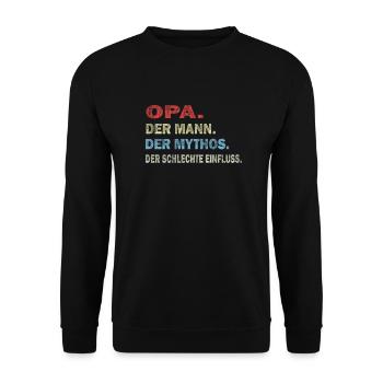 Opa enkel Geschenk Geburtstag Opi Enkelkind Spruch - Unisex Pullover - Schwarz - Vorne - Alina (178cm) & Michal (187cm)