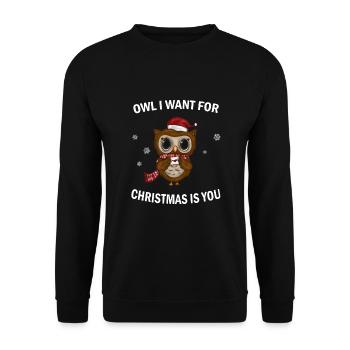 mignon hibou noël - Sweat-shirt Unisexe - noir - Devant - Alina (178cm) & Michal (187cm)