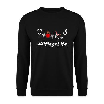 Altenpflegerin EKG Pflegeberufe Pflege Herzschlag - Unisex Pullover - Schwarz - Vorne - Alina (178cm) & Michal (187cm)