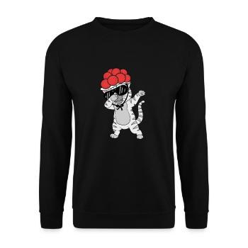 Schwarzwald Katze Tradition Bollenhut Freiburg - Unisex Pullover - Schwarz - Vorne - Alina (178cm) & Michal (187cm)