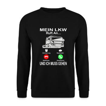 LKW Fahrer Berufskraftfahrer Trucker Brummi Truck - Unisex Pullover - Schwarz - Vorne - Alina (178cm) & Michal (187cm)