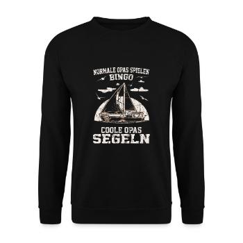 Segeln Opa Segler Segelboot Skipper Segelschiff - Unisex Pullover - Schwarz - Vorne - Alina (178cm) & Michal (187cm)