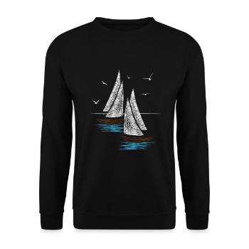 Segeln Segler Segelboot Skipper Segelschiff Hobby - Unisex Pullover - Schwarz - Vorne - Alina (178cm) & Michal (187cm)