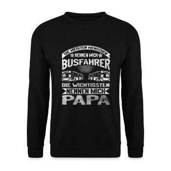 Busfahrer stolzer Papa Beruf Bus Vater Schulbus - Unisex Pullover - Schwarz - Vorne - Alina (178cm) & Michal (187cm)