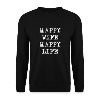 Happy Wife Happy Life Funny Wife Marriage Wife - Unisex Sweatshirt - black - Front - Alina (178cm) & Michal (187cm)