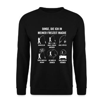 Angeln Spruch Angelrute hobby Angler fischen - Unisex Pullover - Schwarz - Vorne - Alina (178cm) & Michal (187cm)