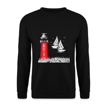 Red lighthouse Texel island Holland Wadden Sea - Unisex Sweatshirt - black - Front - Alina (178cm) & Michal (187cm)