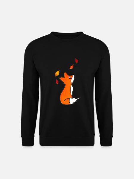 Roter Fuchs Fallende Herbstblätter Wald Herbst - Unisex Pullover - Schwarz