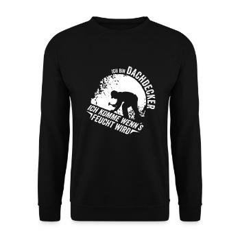 Lustiger Dachdecker Spruch Dachdeckerei - Unisex Pullover - Schwarz - Vorne - Alina (178cm) & Michal (187cm)