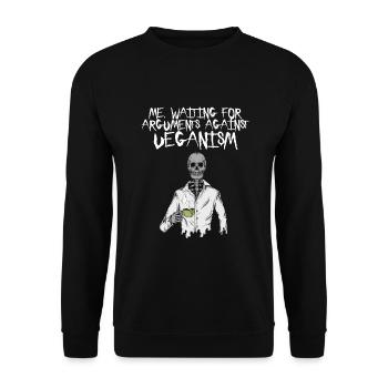 Lustiger Spruch für Veganer - Unisex Pullover - Schwarz - Vorne - Alina (178cm) & Michal (187cm)