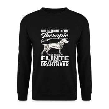 Deutsch Drahthaar Jäger Spruch Hund Flinte - Unisex Pullover - Schwarz - Vorne - Alina (178cm) & Michal (187cm)