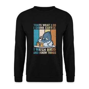 Birdwatching binoculars ornithologist bird - Unisex Sweatshirt - black - Front - Alina (178cm) & Michal (187cm)