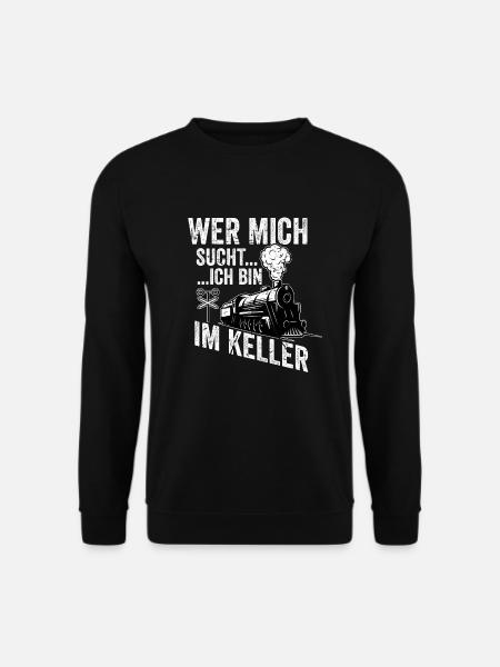 Wer mich sucht ch bin im Keller Opa Dampflok - Unisex Pullover - Schwarz