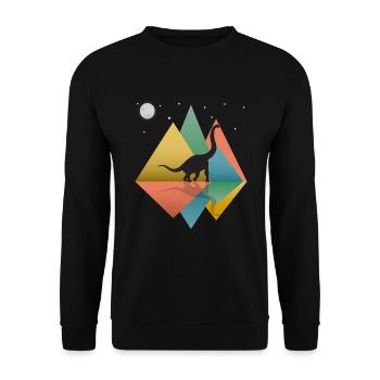 Brontosaurus Dinosaurier - Unisex Pullover - Schwarz - Vorne - Alina (178cm) & Michal (187cm)