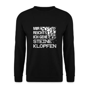 Mir reichts ich gehe Steine Klopfen Steinmetz - Unisex Pullover - Schwarz - Vorne - Alina (178cm) & Michal (187cm)