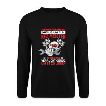KFZ Meister Ausbilder Werkstattleiter Mechaniker - Unisex Pullover - Schwarz - Vorne - Alina (178cm) & Michal (187cm)