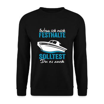 Motorboot Sportboot Männer Kapitän - Unisex Pullover - Schwarz - Vorne - Alina (178cm) & Michal (187cm)