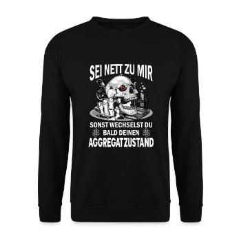 Sei nett zu mir Chemielaborant Chemiker Chemie - Unisex Pullover - Schwarz - Vorne - Alina (178cm) & Michal (187cm)