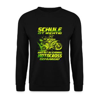 Cross motorrad Motocross Kind Kindercross Jungen - Unisex Pullover - Schwarz - Vorne - Alina (178cm) & Michal (187cm)