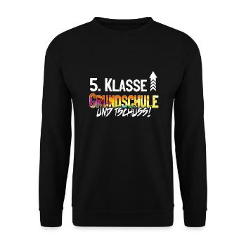 Schulwechsel 5. Klasse Tschüss Grundschule - Unisex Pullover - Schwarz - Vorne - Alina (178cm) & Michal (187cm)