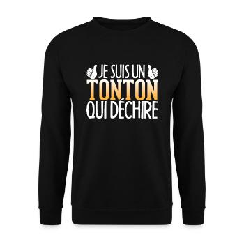 je suis un tonton qui déchire cadeau anniversaire - Sweat-shirt Unisexe - noir - Devant - Alina (178cm) & Michal (187cm)