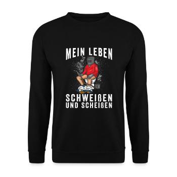 Schweißen und Scheißen Schweißfachmann Schweißer - Unisex Pullover - Schwarz - Vorne - Alina (178cm) & Michal (187cm)