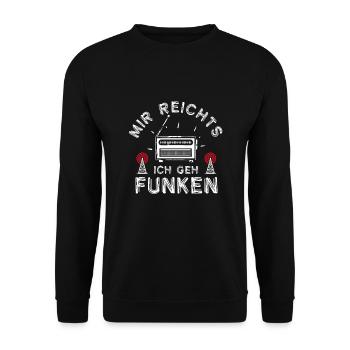 Amateurfunken Hobby Funker Ham radio Funkgerät - Unisex Pullover - Schwarz - Vorne - Alina (178cm) & Michal (187cm)