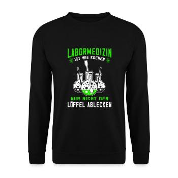 MTLA Labormedizin Laborant Labor Chemielaborant - Unisex Pullover - Schwarz - Vorne - Alina (178cm) & Michal (187cm)