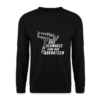 Das Schwarze kann man abkratzen BBQ Grillen - Unisex Pullover - Schwarz - Vorne - Alina (178cm) & Michal (187cm)