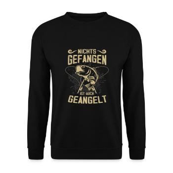 Nichts gefangen ist auch geangelt Angler Sprüche - Unisex Pullover - Schwarz - Vorne - Alina (178cm) & Michal (187cm)