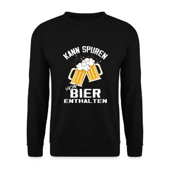 Kann Spuren von Bier enthalten Biertrinker - Unisex Pullover - Schwarz - Vorne - Alina (178cm) & Michal (187cm)