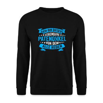 Patenonkel Taufpate Pate Patenkind - Unisex Pullover - Schwarz - Vorne - Alina (178cm) & Michal (187cm)