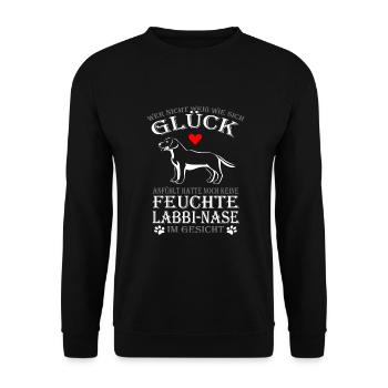 Labrador Hund Hundeliebhaber Hundepapa Gassi gehen - Unisex Pullover - Schwarz - Vorne - Alina (178cm) & Michal (187cm)