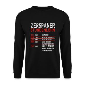 Zerspanungsmechaniker Zerspaner Stundenlohn - Unisex Pullover - Schwarz - Vorne - Alina (178cm) & Michal (187cm)