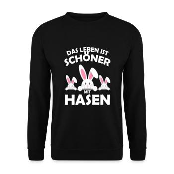 Kaninchen Hasenmama Hasen Liebe Häschen - Unisex Pullover - Schwarz - Vorne - Alina (178cm) & Michal (187cm)