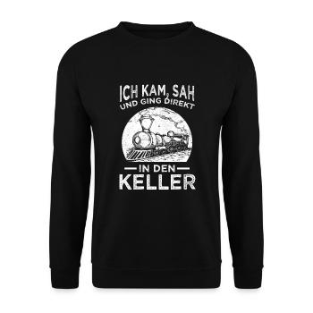 Modelleisenbahn Eisenbahn Eisenbahner - Unisex Pullover - Schwarz - Vorne - Alina (178cm) & Michal (187cm)