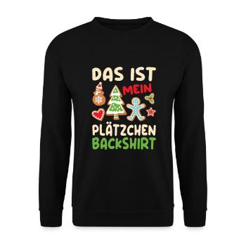 Das ist mein Plätzchen Backshirt backen - Unisex Pullover - Schwarz - Vorne - Alina (178cm) & Michal (187cm)