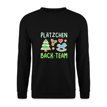Das ist mein Plätzchen Backshirt backen - Unisex Pullover - Schwarz - Vorne - Alina (178cm) & Michal (187cm)