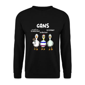 Gans Gänse Gänsehalter Gänsezüchter - Unisex Pullover - Schwarz - Vorne - Alina (178cm) & Michal (187cm)