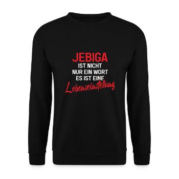 Jebiga ist nicht nur ein Wort Brate Balkan Serbien - Unisex Pullover - Schwarz - Vorne - Alina (178cm) & Michal (187cm)
