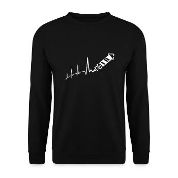 Pyrotechniker Pyrotechnik Knaller Feuerwerk Böller - Unisex Pullover - Schwarz - Vorne - Alina (178cm) & Michal (187cm)