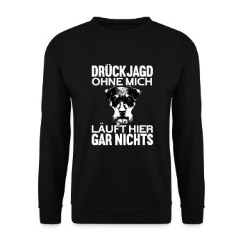 Deutscher Jagdterrier Jagdhund - Unisex Pullover - Schwarz - Vorne - Alina (178cm) & Michal (187cm)