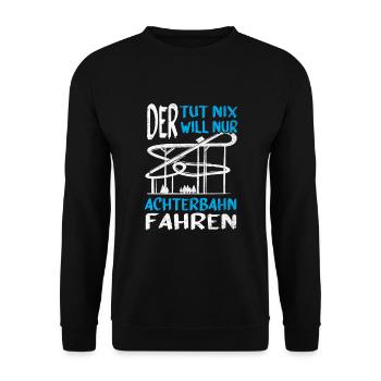 Achterbahn Freizeitpark Rollercoaster - Unisex Pullover - Schwarz - Vorne - Alina (178cm) & Michal (187cm)