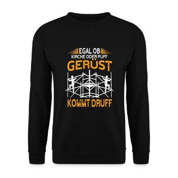 Gerüstbauer Sprüche Baustelle Gerüstbau - Unisex Pullover - Schwarz - Vorne - Alina (178cm) & Michal (187cm)