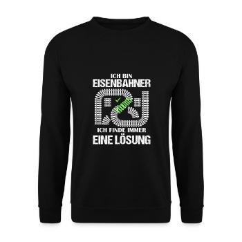 Modelleisenbahn Eisenbahn Eisenbahner - Unisex Pullover - Schwarz - Vorne - Alina (178cm) & Michal (187cm)