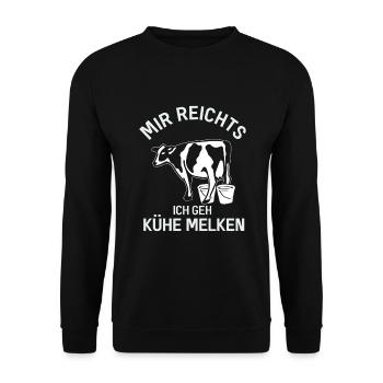 Kühe melken Bäuerin Kuh Milchbauern Landwirtin - Unisex Pullover - Schwarz - Vorne - Alina (178cm) & Michal (187cm)