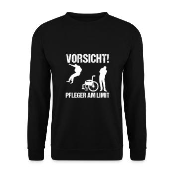 Krankenpfleger Pfleger Altenpfleger Sprüche - Unisex Pullover - Schwarz - Vorne - Alina (178cm) & Michal (187cm)