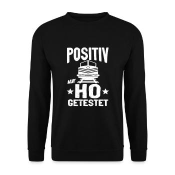 Modelleisenbahn Eisenbahn Eisenbahner - Unisex Pullover - Schwarz - Vorne - Alina (178cm) & Michal (187cm)