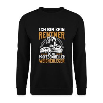 Modelleisenbahn Eisenbahn Eisenbahner - Unisex Pullover - Schwarz - Vorne - Alina (178cm) & Michal (187cm)